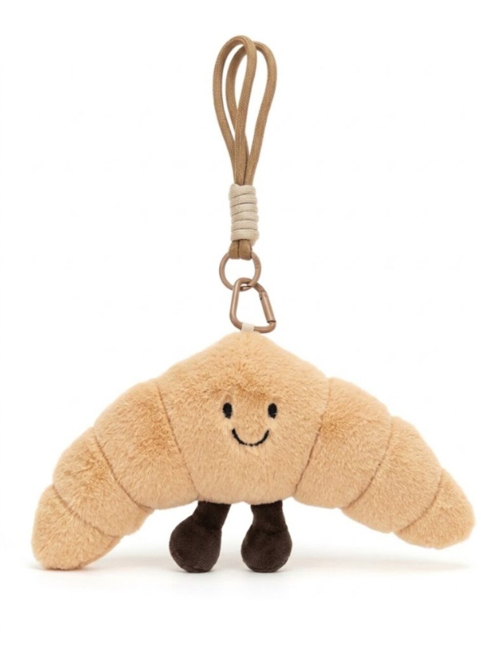 Unbranded Plush Croissant Smiley Clip-On Keychain Bag Charm 0918